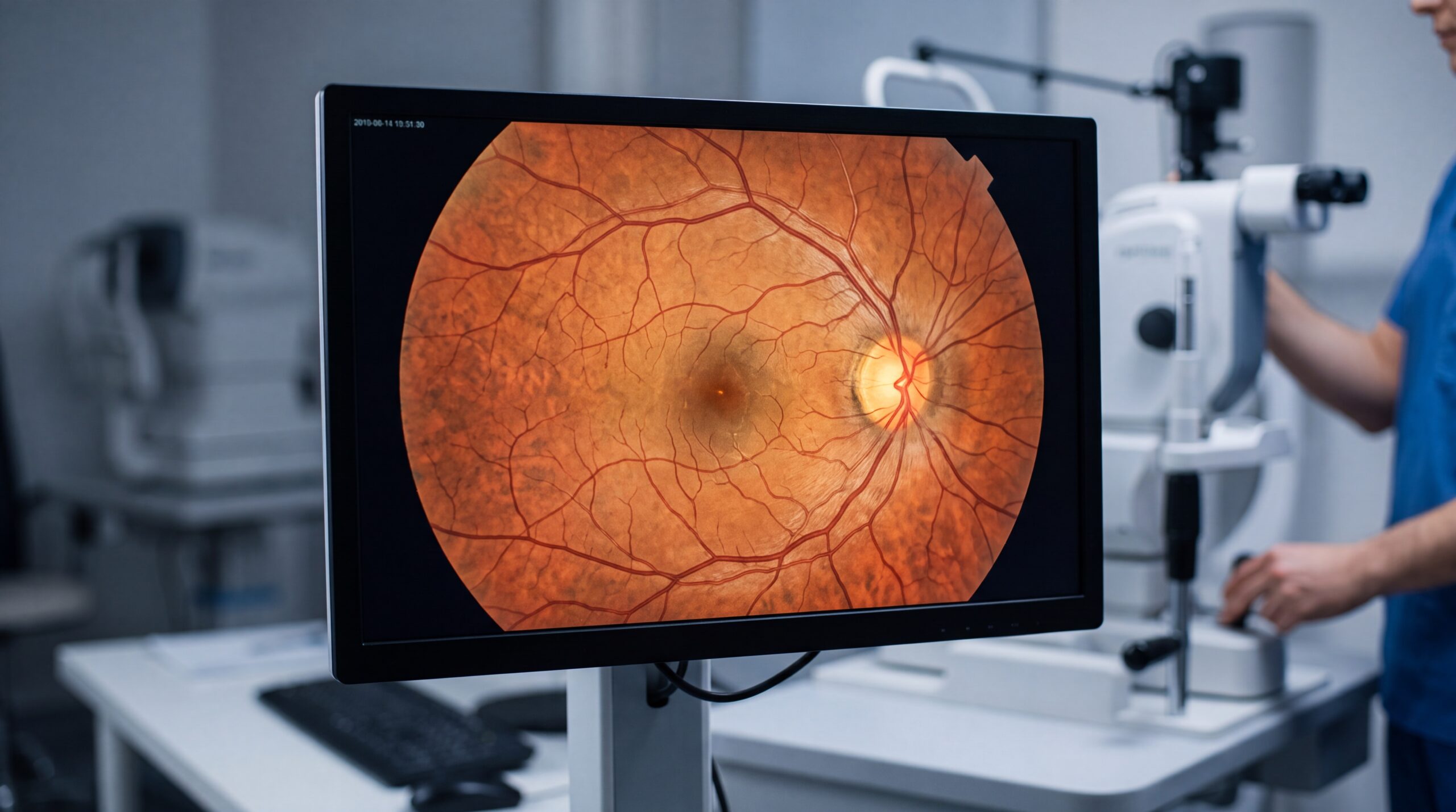 Retina scan ophthalmology medical equipment eye examination healthcare diagnostic closeup hospital technology vision modern professional